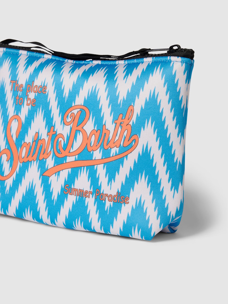 Kulturtasche mit Allover-Muster Modell 'ALINE SPONGE' in blau