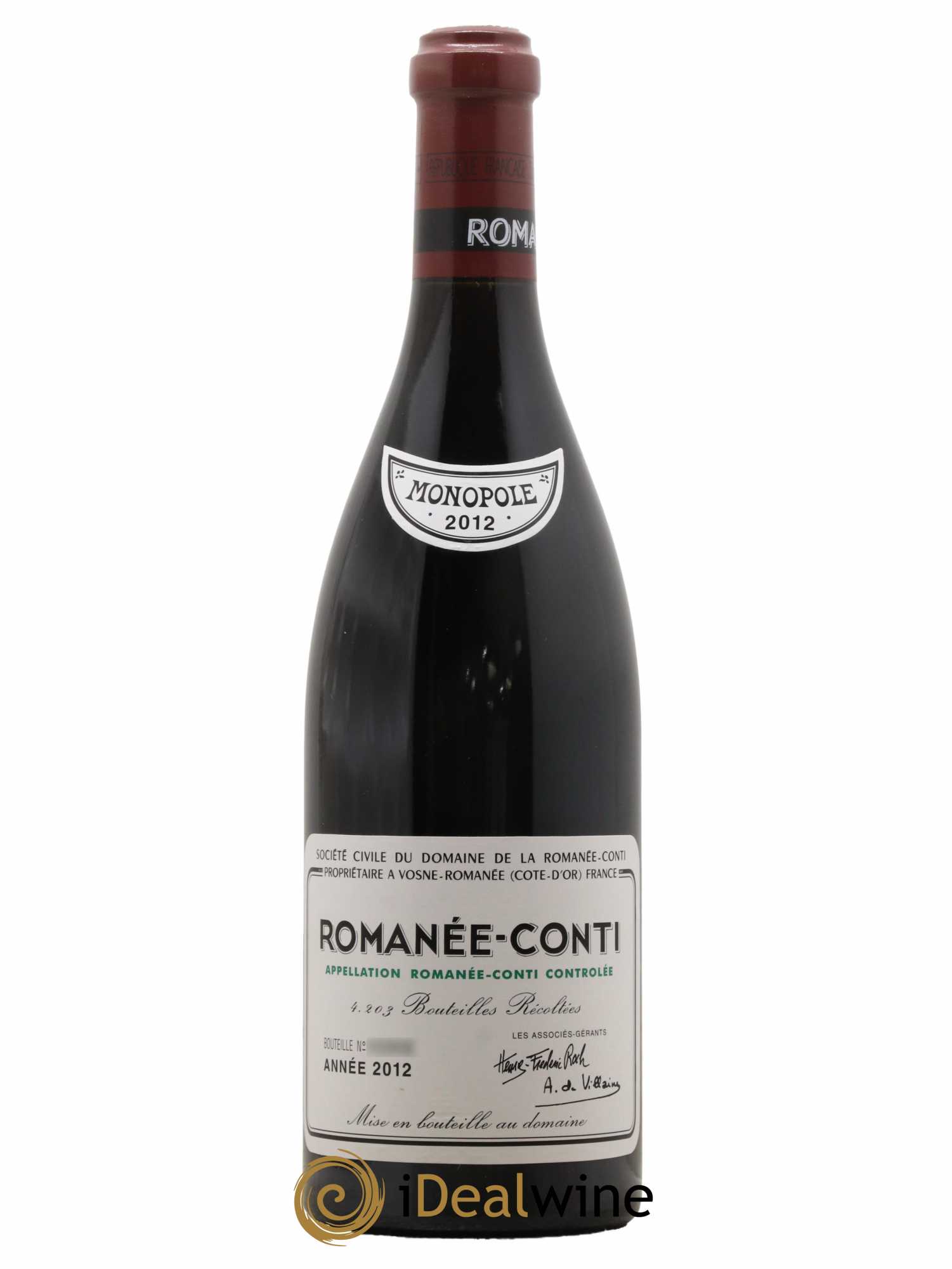 Romanée-Conti Grand Cru Domaine de la Romanée-Conti  2012 - Lot de 1 Bouteille