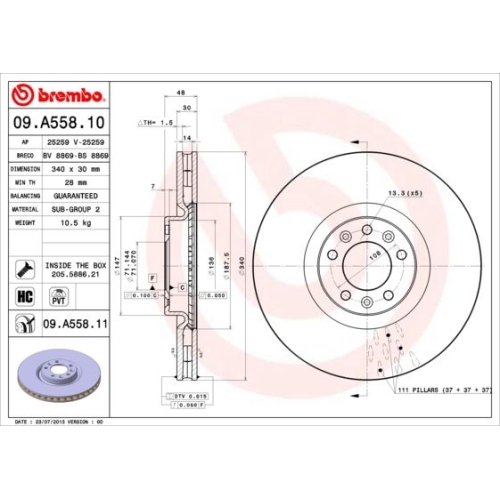 09.A558.11 BREMSSCHEIBE BREMBO VA  VP1 - ATU