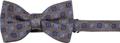 Ascot, Schleife, Seide, grau-blau gemustert