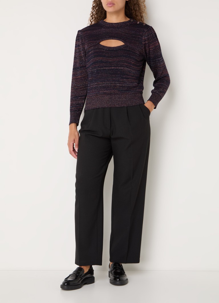 Maglione a maglia fine di Sessùn Baylaluz, misto lana con lurex e dettagli traforati.