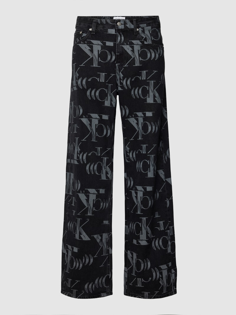 Bootcut Jeans mit Allover-Label-Muster Modell '90 S LOOSE' in black