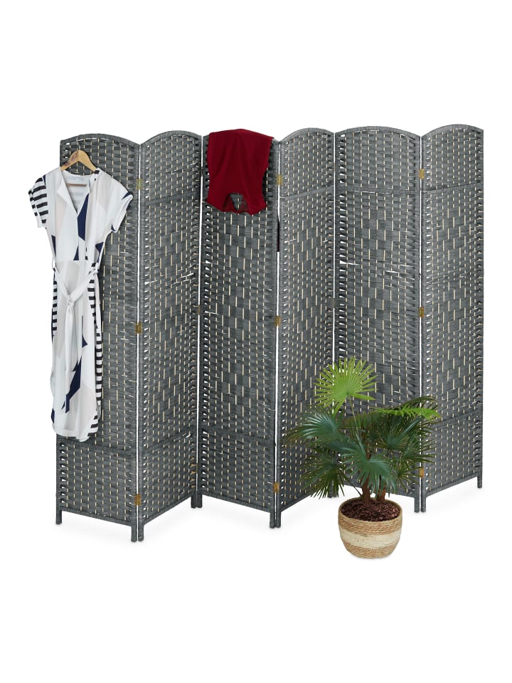 relaxdays Paravent in Grau - (B)241 x (H)170 cm günstig kaufen onesize