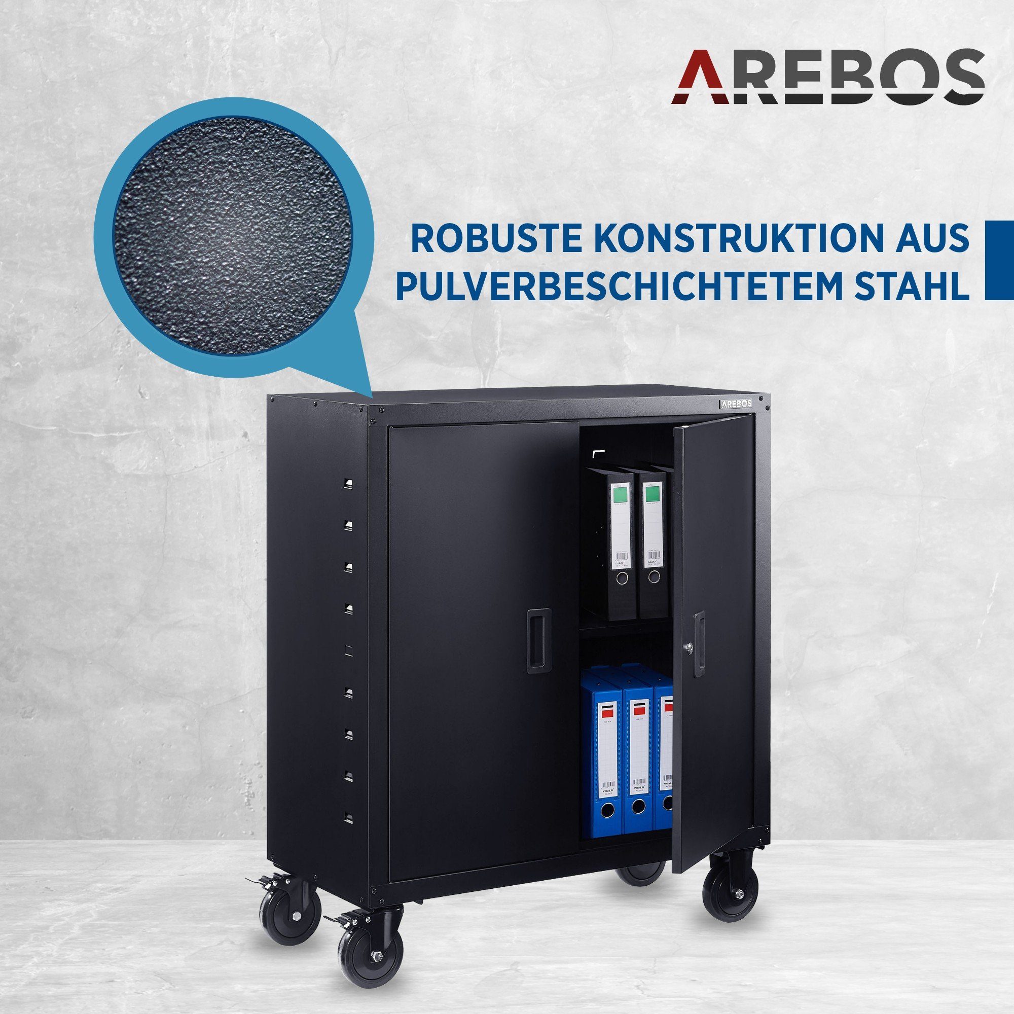 Arebos Aktenschrank Büroschrank, Lagerschrank, Höhenverstellbarer Einlegeboden (Stück)