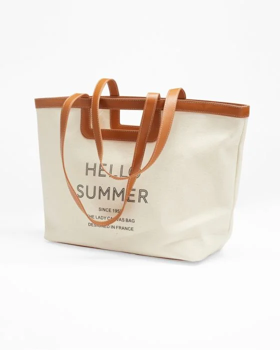 Sac cabas à message en toile + pochette