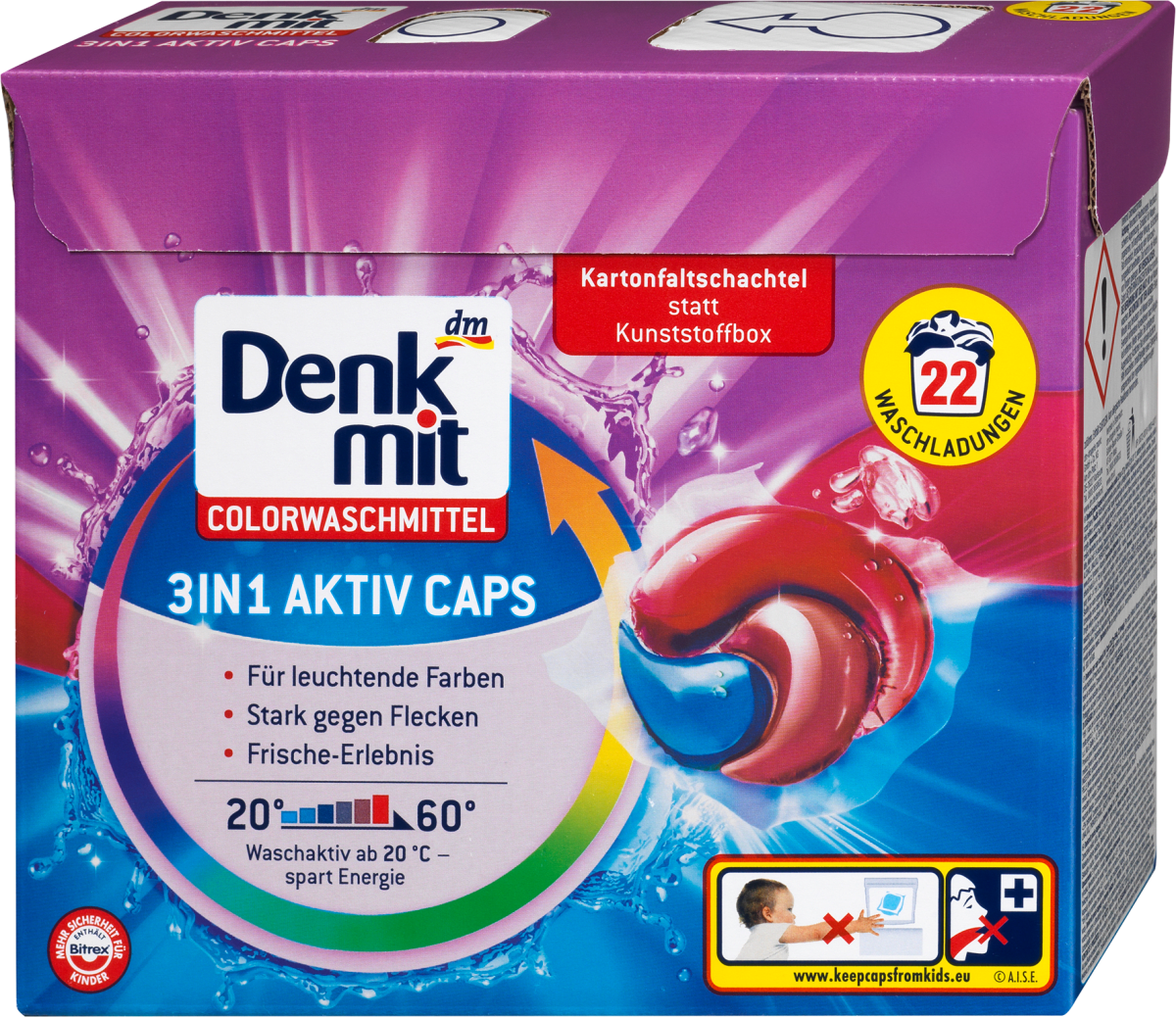 Colorwaschmittel 3in1 Aktiv Caps, 22 Wl