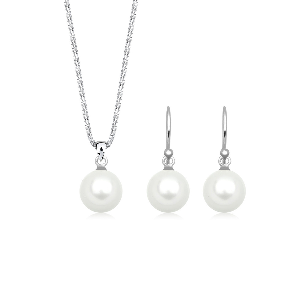 Elli Elli Ensemble de Bijoux Femmes Set Élégant Pendentif d'oreilles Basique avec Perl Bijoux