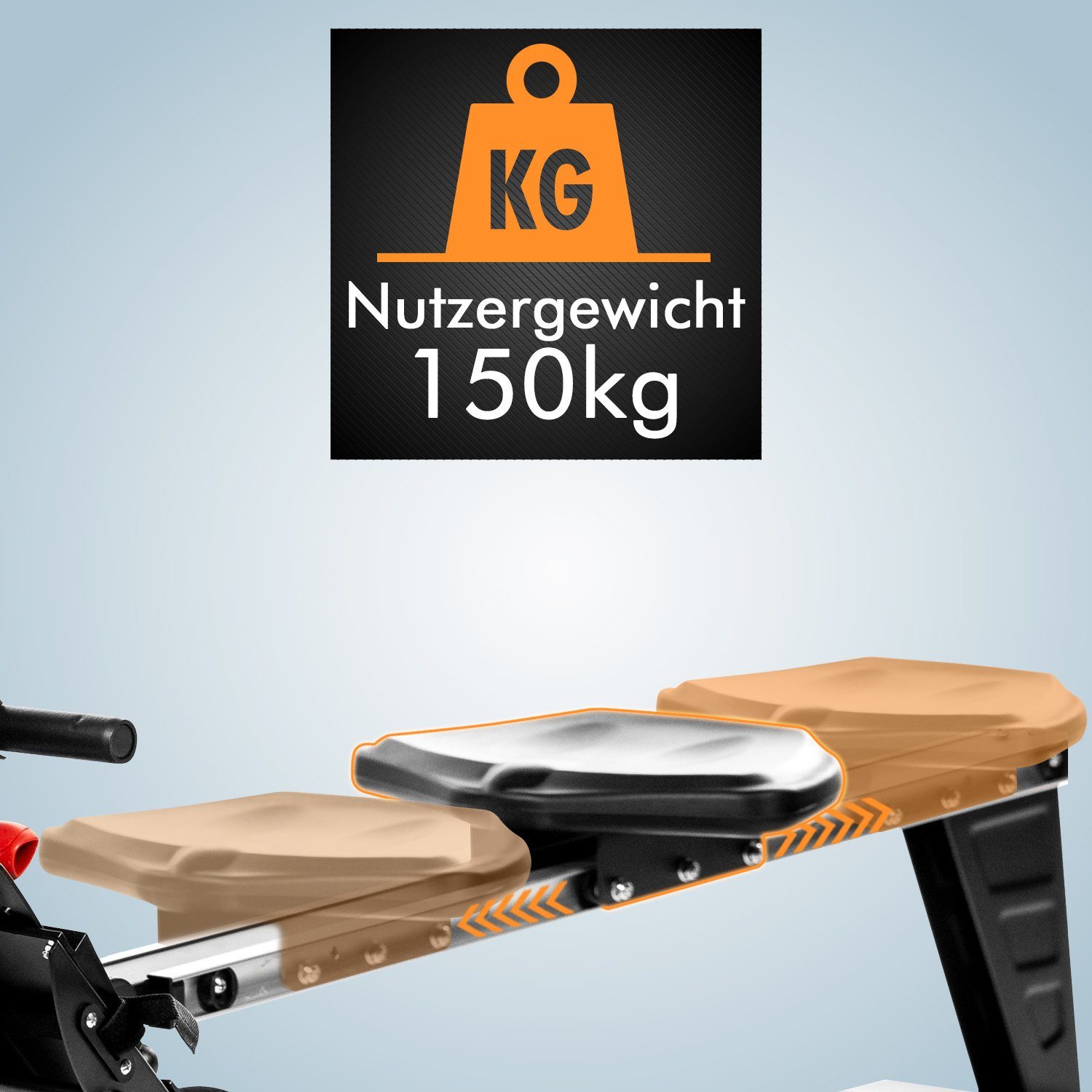 AsVIVA Rudergerät & Magnetic Rower AsVIVA RA14, Ruderschiene platzsparend hochklappbar