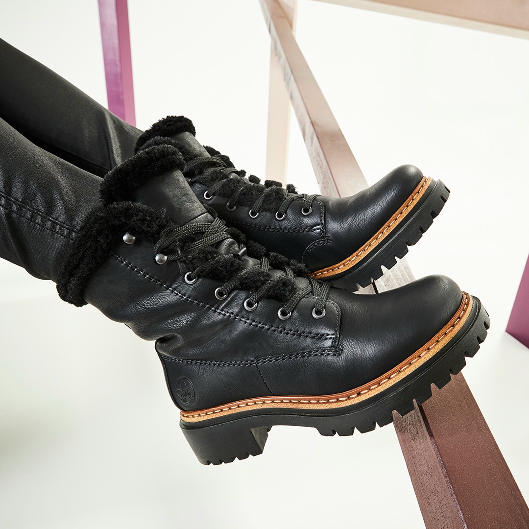 Rieker Damen Biker Boots stahlschwarz