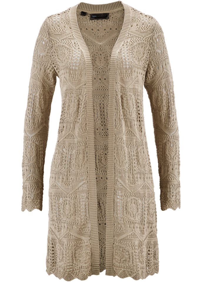 Ajour-Longstrickjacke