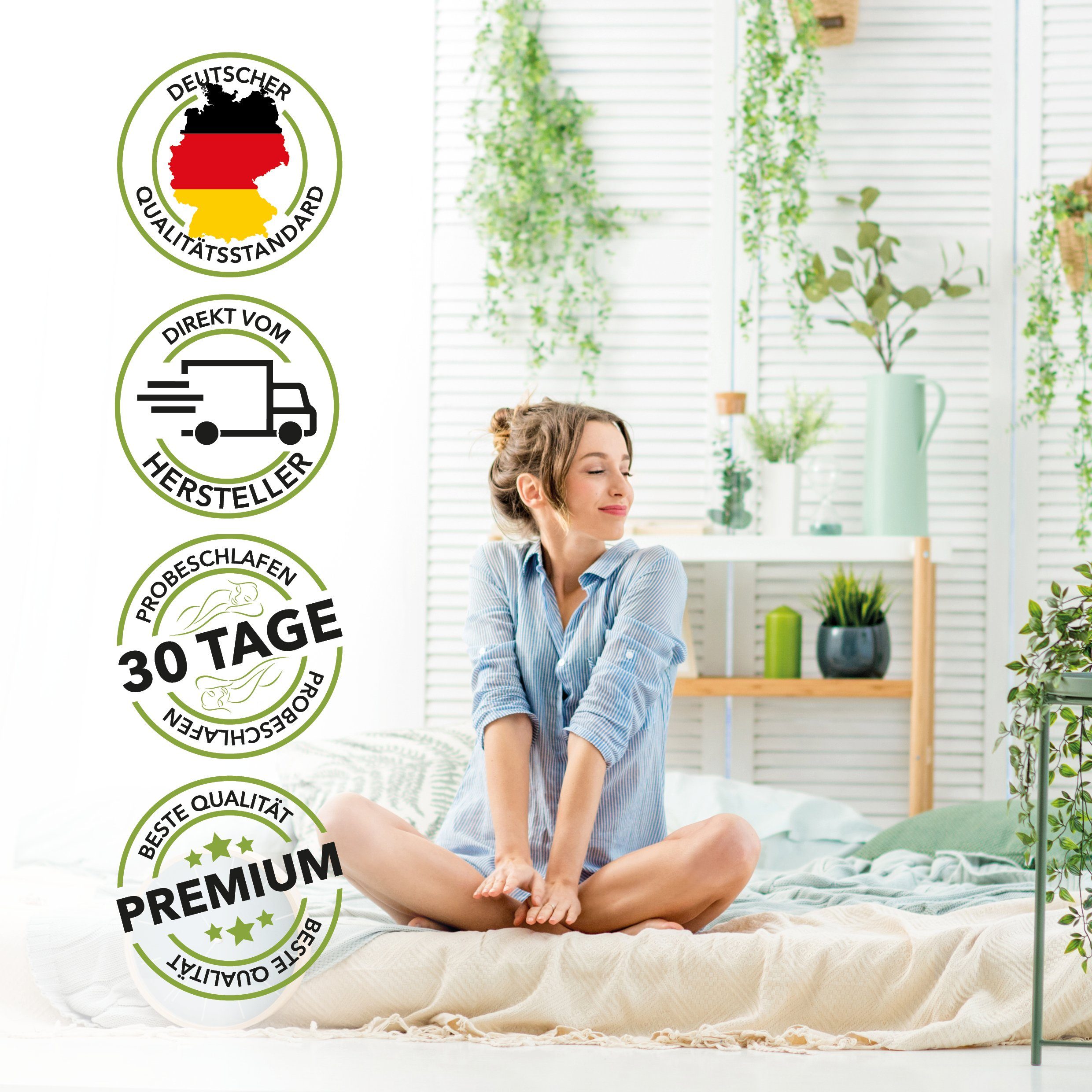 Topper für Druckentlastung und mehr Komfort, mit Eckgummis zur Befestigung, Dreamstar, 6 cm hoch, Komfortschaum, orthopädische Matratzenauflage 90 x 200 cm