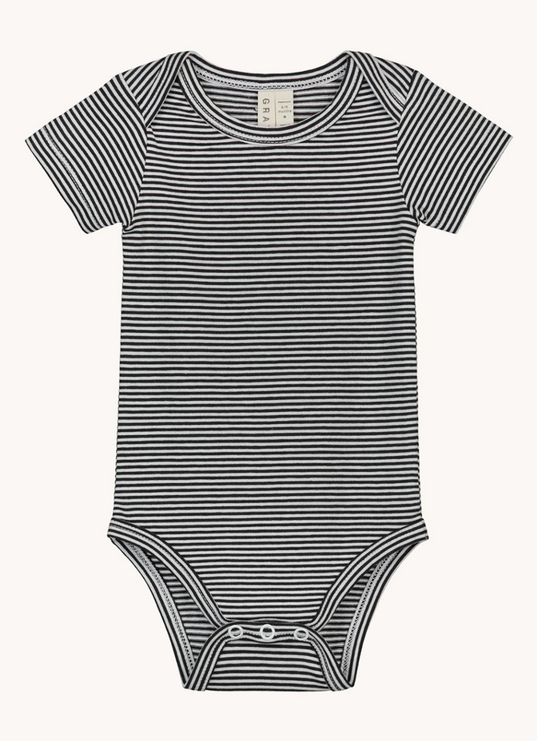 Salopetă din bumbac organic Gray Label cu dungi imprimate