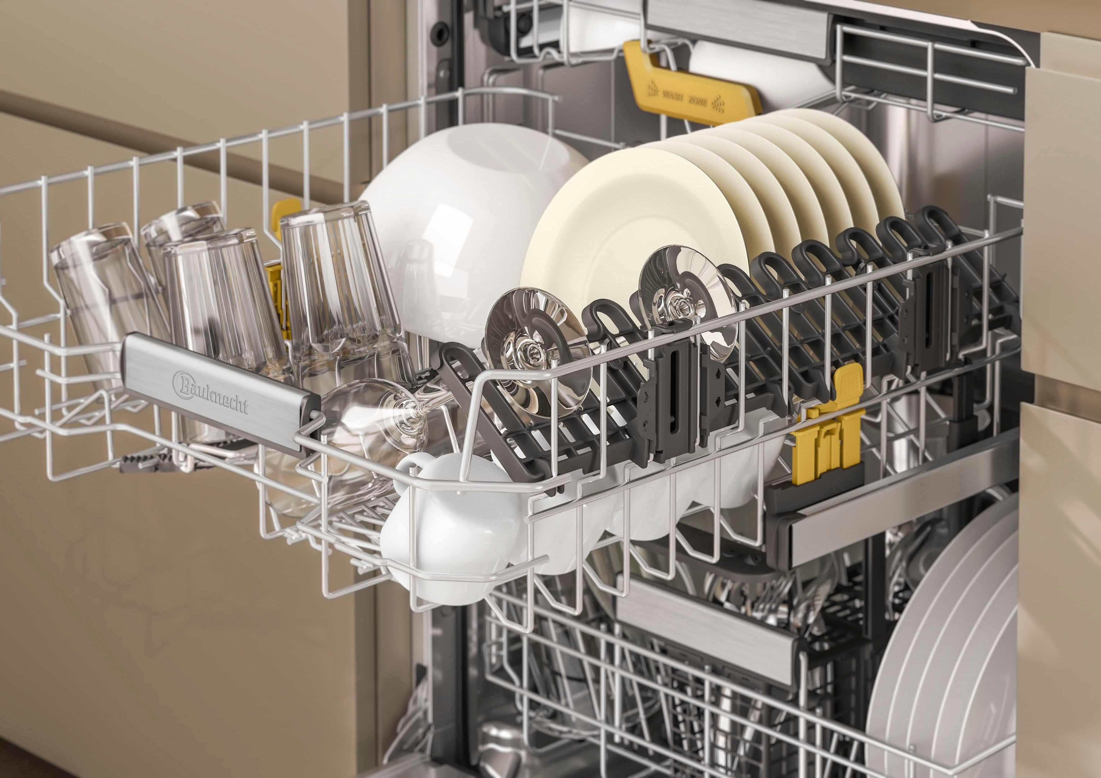 BAUKNECHT vollintegrierbarer Geschirrspüler, B8RI HP42 LC, 14 Maßgedecke, SpaceClean – die 3. Schublade für hohe Gläser und Müslischalen