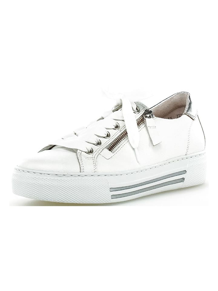 Gabor Leder-Sneakers in Weiß günstig kaufen