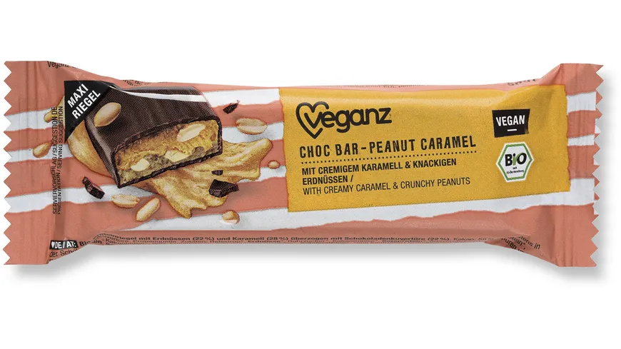 Veganz Bio Schokoladenriegel Peanut Caramel 50 g