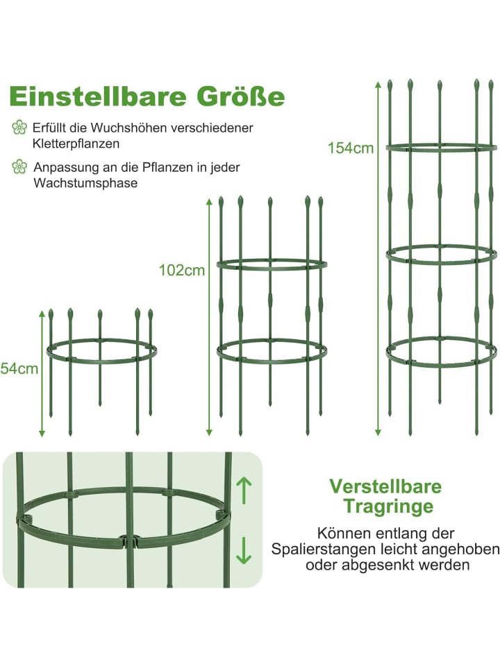 COSTWAY Tomaten Rankhilfe 3er Set 50x154cm in Grün günstig kaufen onesize