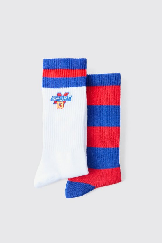 2er-Pack Sport-Socken mit Streifen