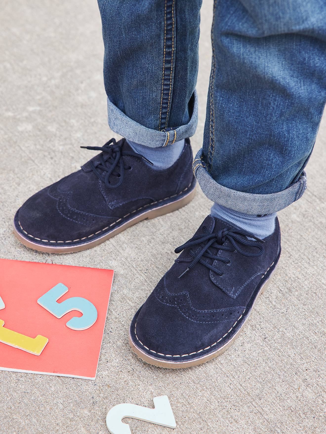 Vertbaudet Festliche Kinder Schnürschuhe - marine