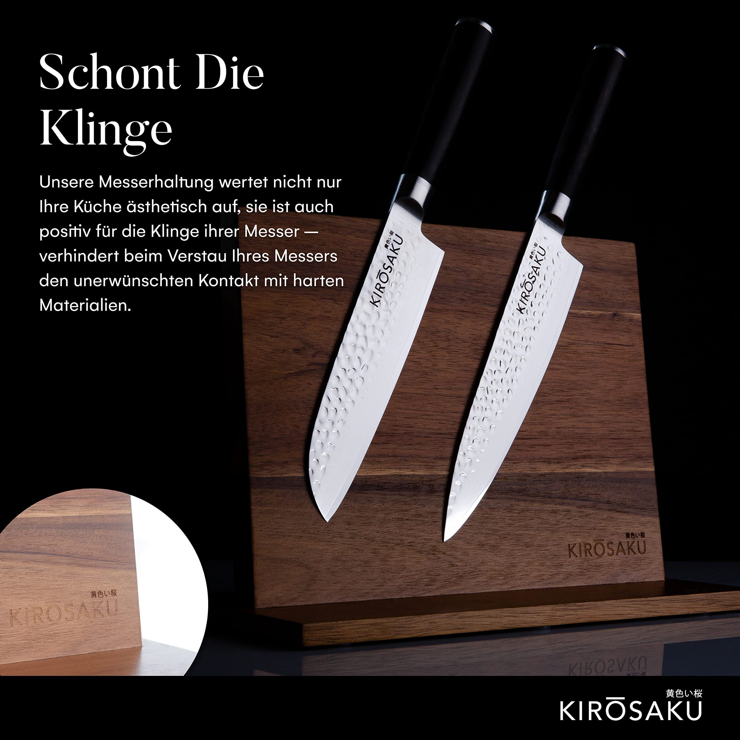 Kirosaku Messerblock Premium Akazien Messerhalterung, Magnetisch, 31x22cm, Messerblock, Akazie