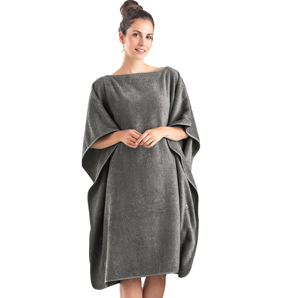Sensino XL-Badetuch-Poncho 2in1, 100 x 200 cm, Opalgrau