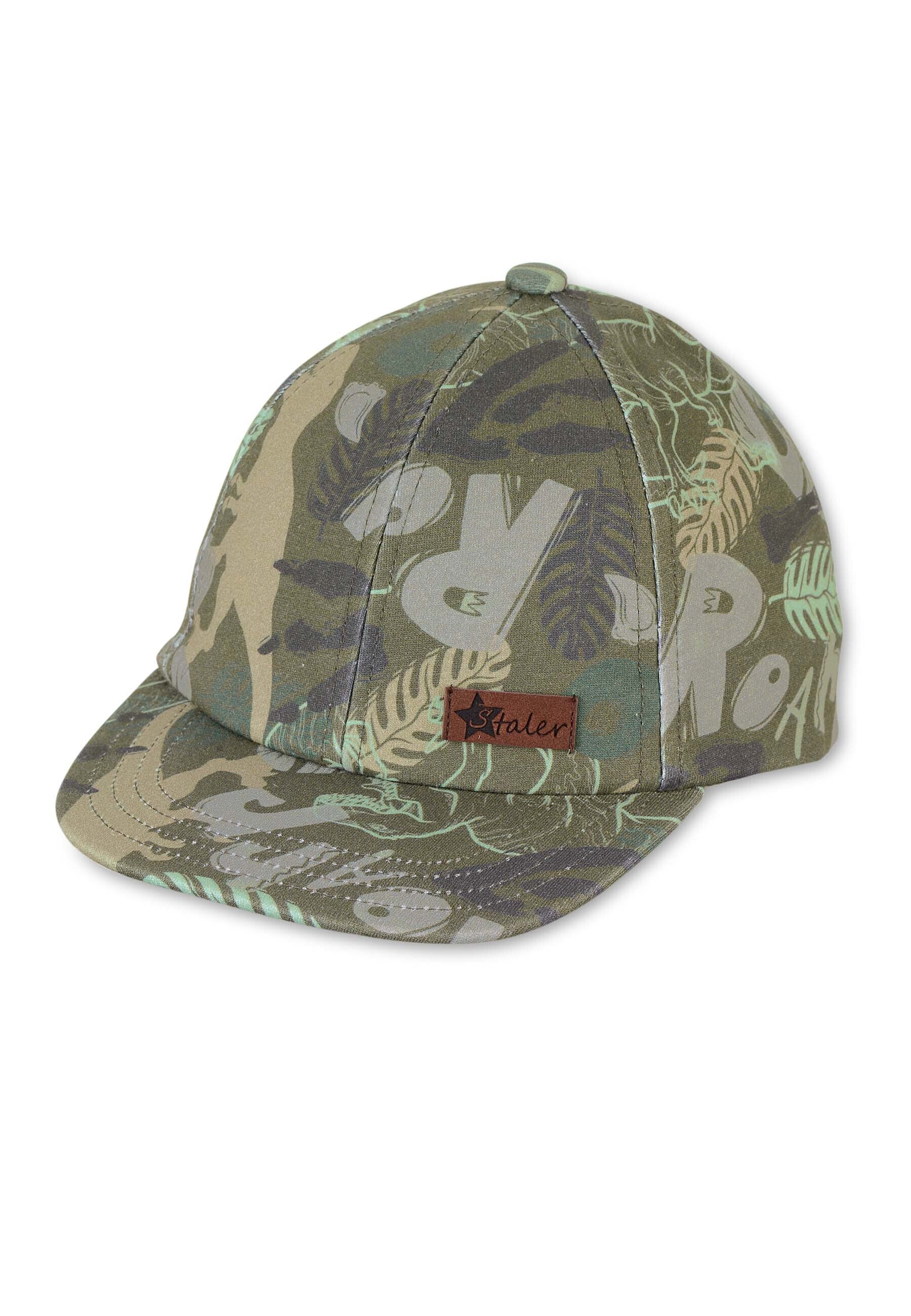 Baseball-Cap Jersey grün mit allover Dinosaurier