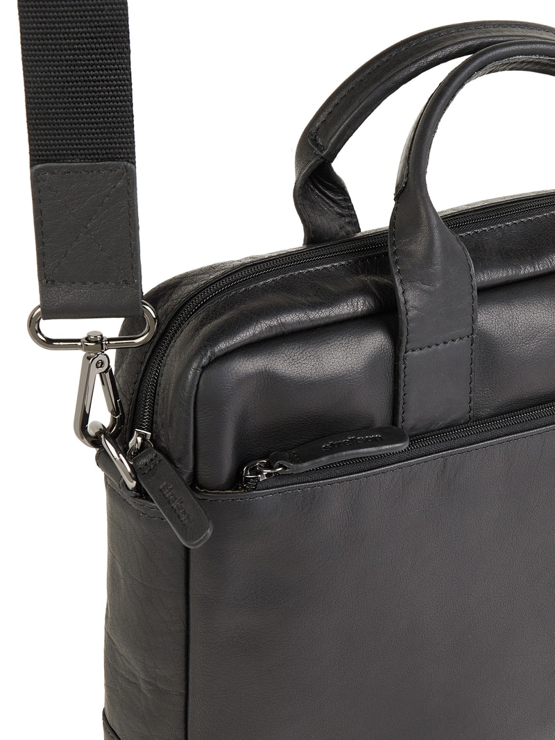 Laptoptasche aus Leder Modell 'Hyde Park' in schwarz