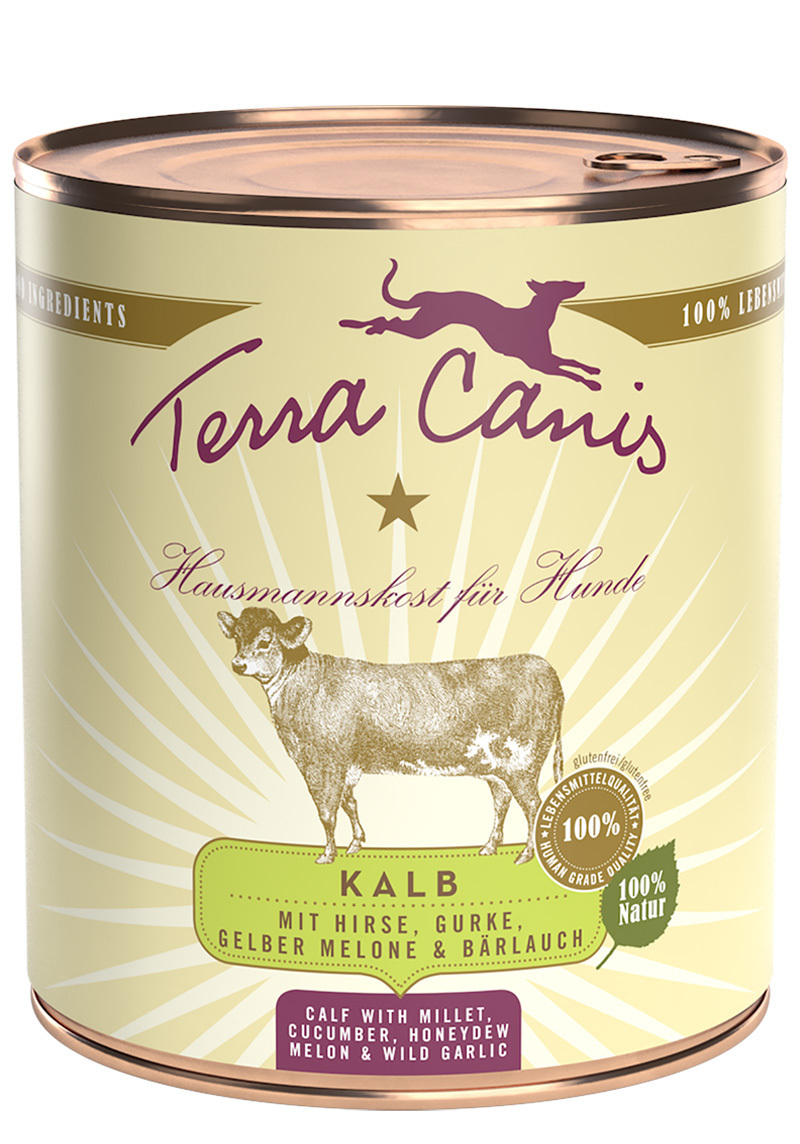 Terra Canis Hundenassfutter Terra Canis Classic Adult 6x800g Kalb mit Hirse, Gurke, gelber Melone & Bärlauch