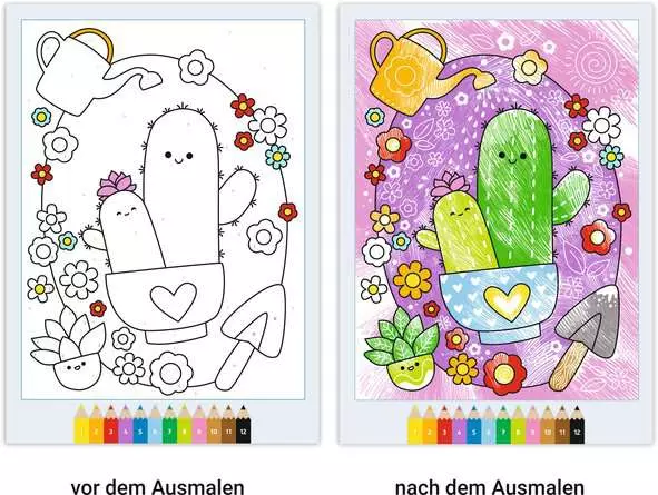 CreArt Malen nach Zahlen ab 5, Zauberpapier: Kawaii Süße Freunde