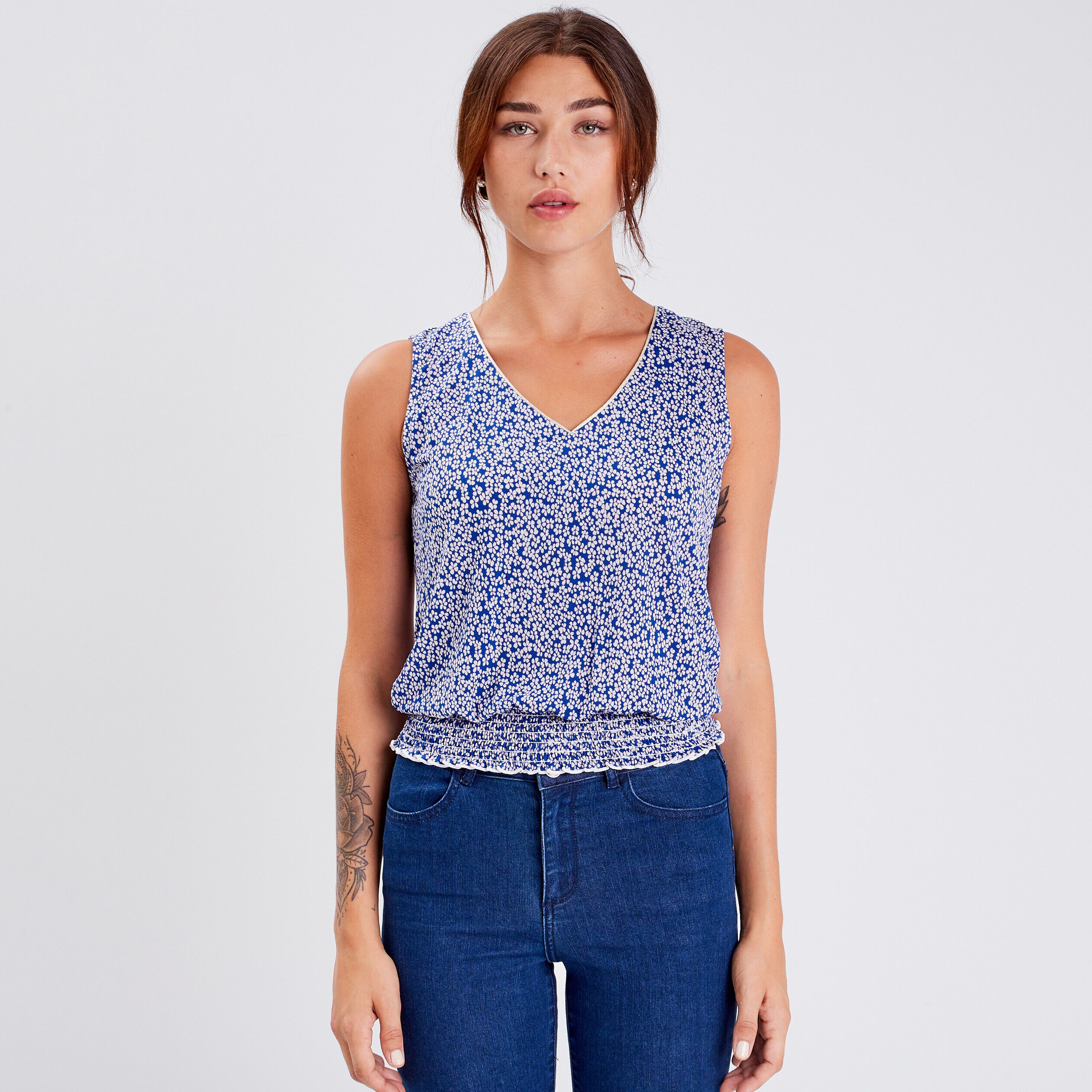 Blouse Sophie- débardeur bleu femme | Cache Cache