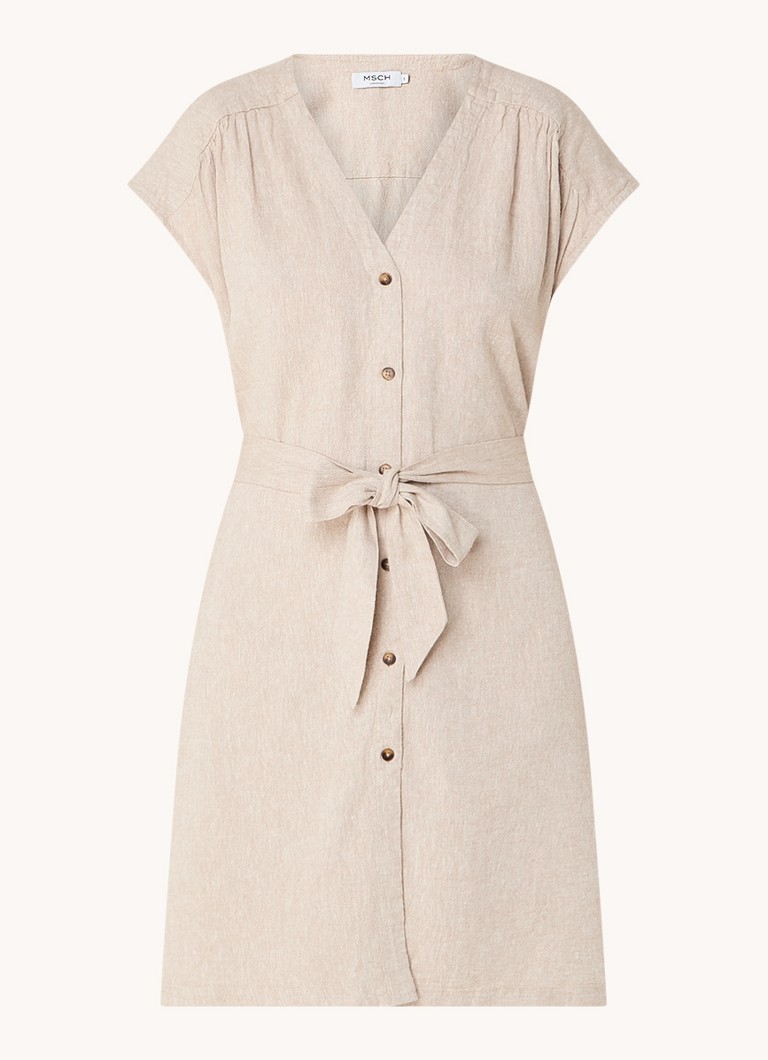 Vestido midi tipo camisa Ginia da MSCH Copenhagen em mistura de linho.