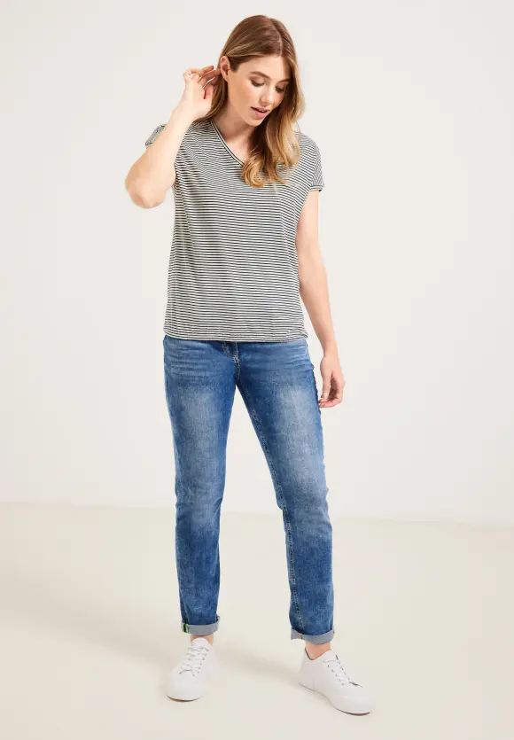CECIL Streifenshirt mit V-Neck