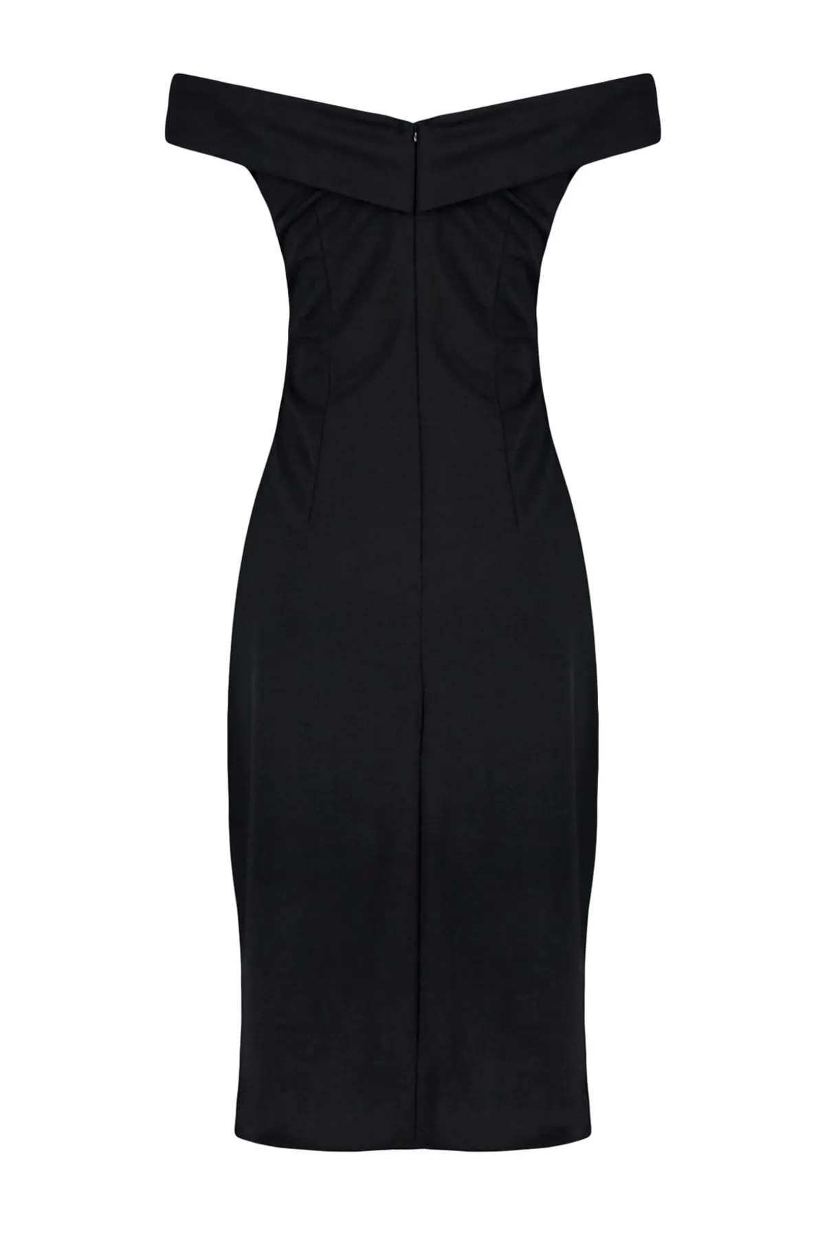 Trendyol Curve  Schwarzes, körperbetontes, detailliertes Strickkleid mit Raffung TBBAW23AH00185