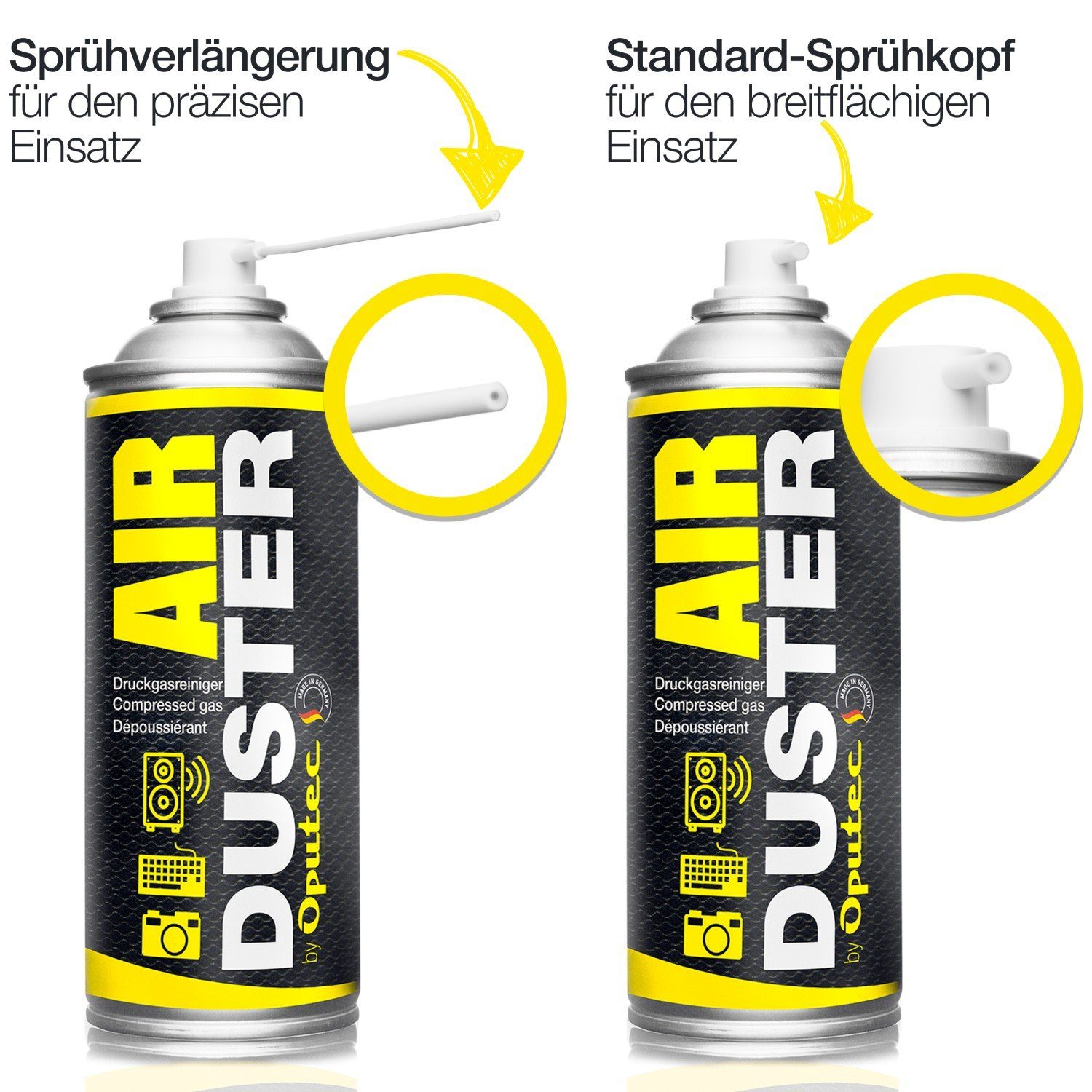 Oputec 3 x 400ml Druckluftspray Air Duster Druckgasreiniger Tastatur Reiniger Druckluftreiniger (Spar-Set)
