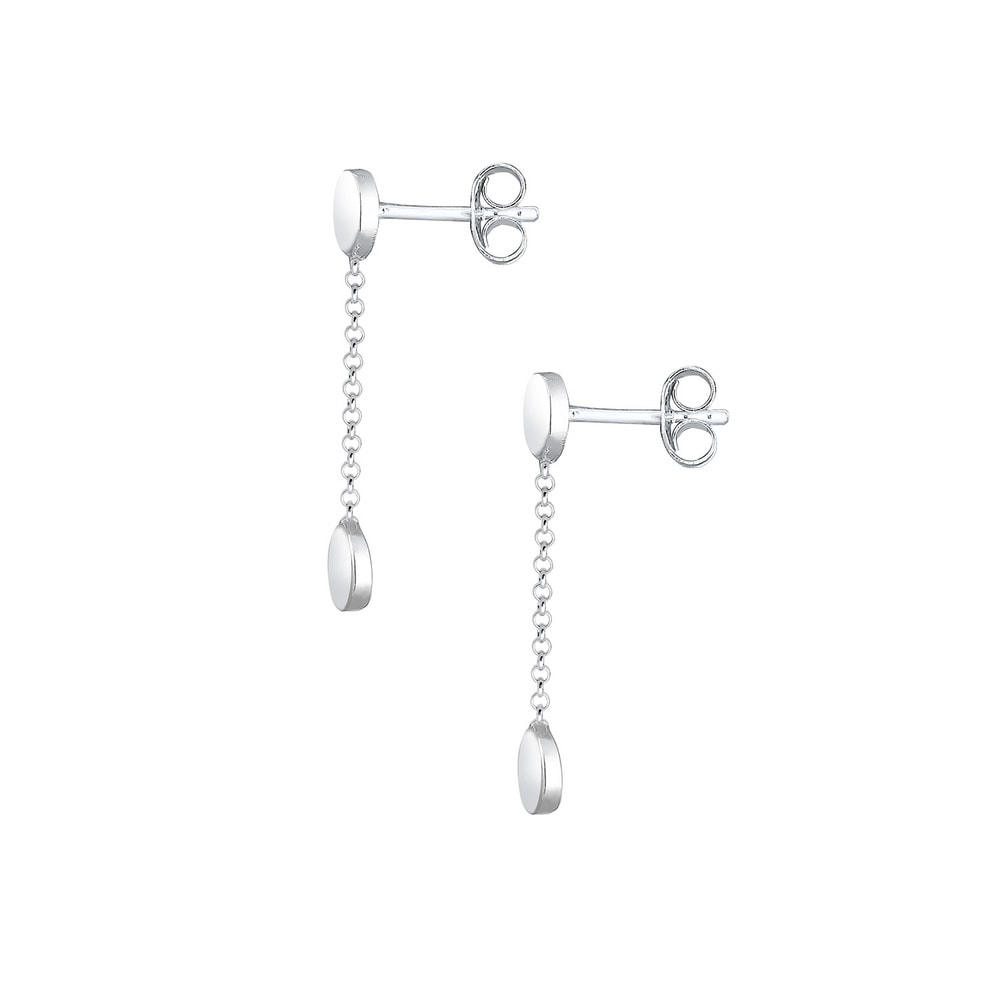 Elli Elli Boucles d'Oreilles Hänger Kreis Basic Geo Plättchen 925er Silber Boucles d'oreilles
