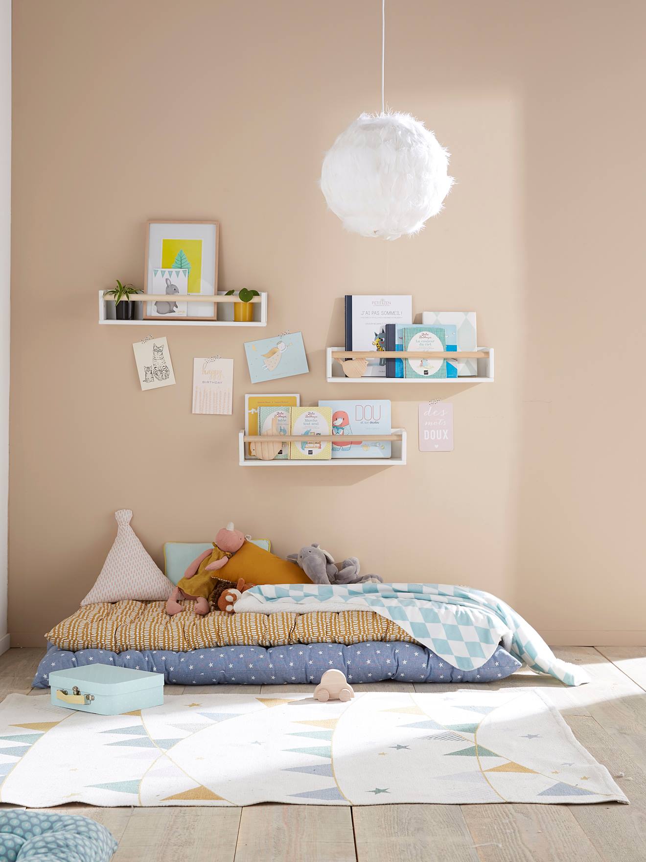 Vertbaudet 2er-Set Kinderzimmer Wandregale KONFETTI - rosa/natur