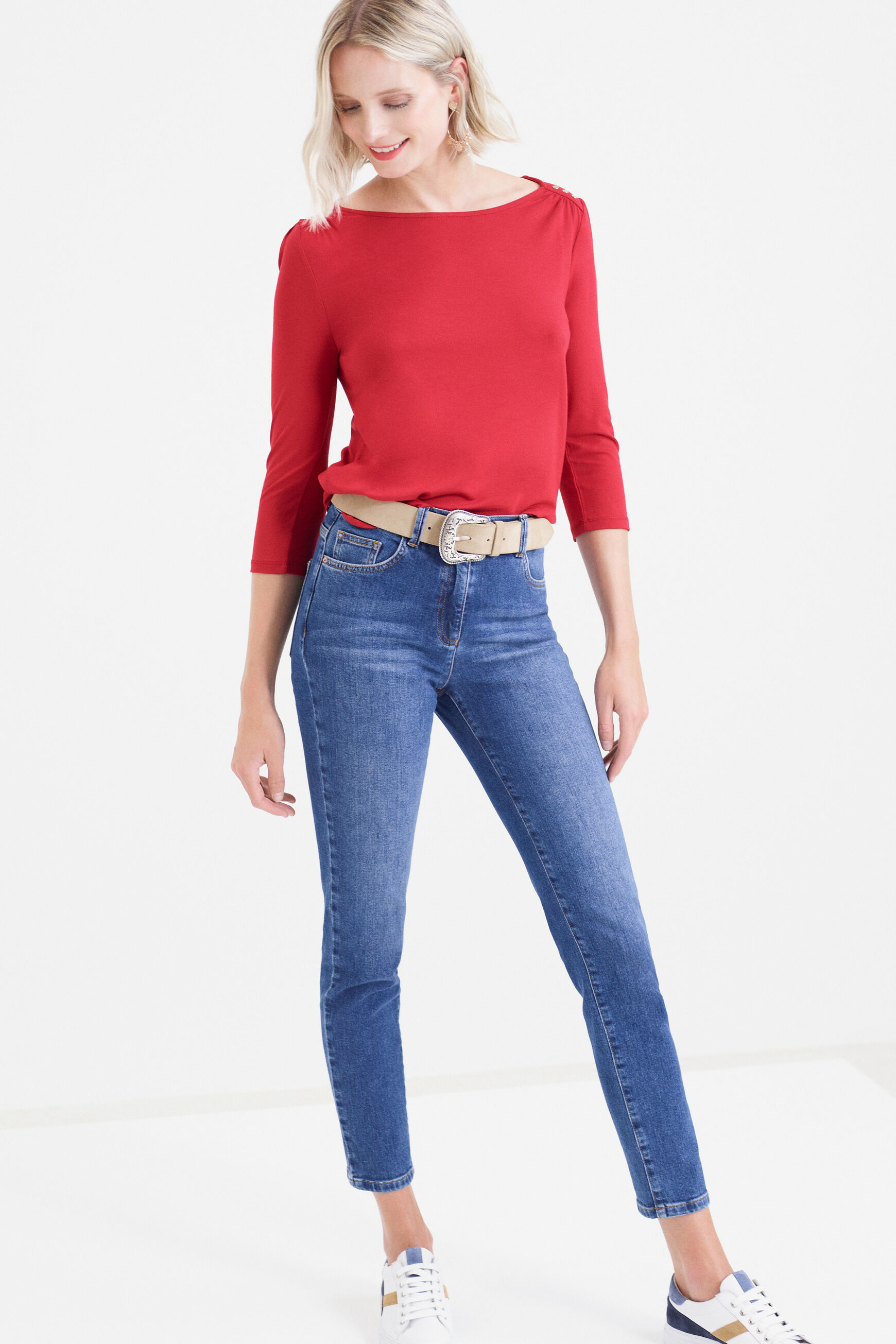 t-shirt lino rouge femme