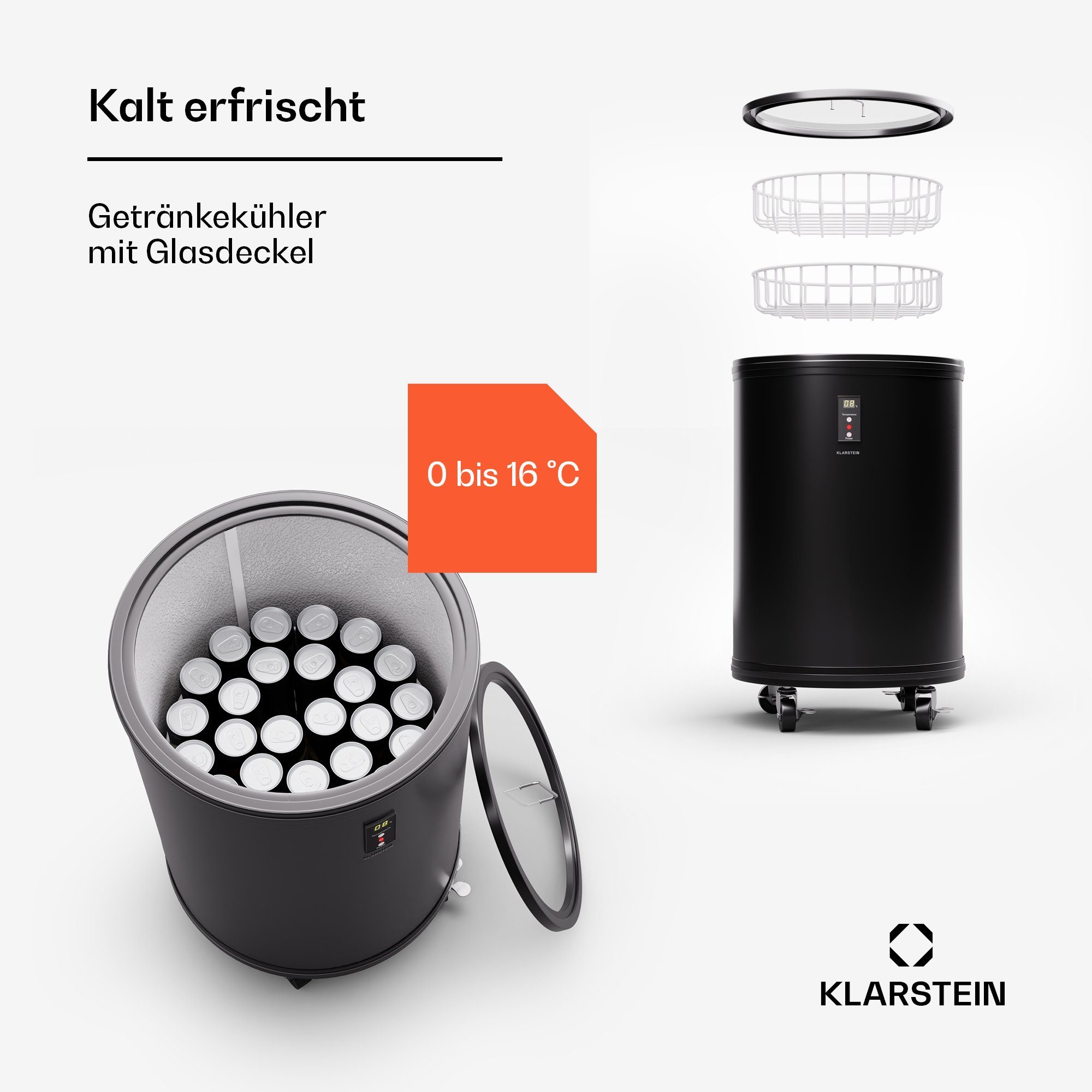 Klarstein Getränkekühlschrank ICE4-MR.-Barbot-bl 10045458, 62 cm hoch, 42 cm breit, Bier Hausbar Getränkekühlschrank Flaschenkühlschrank