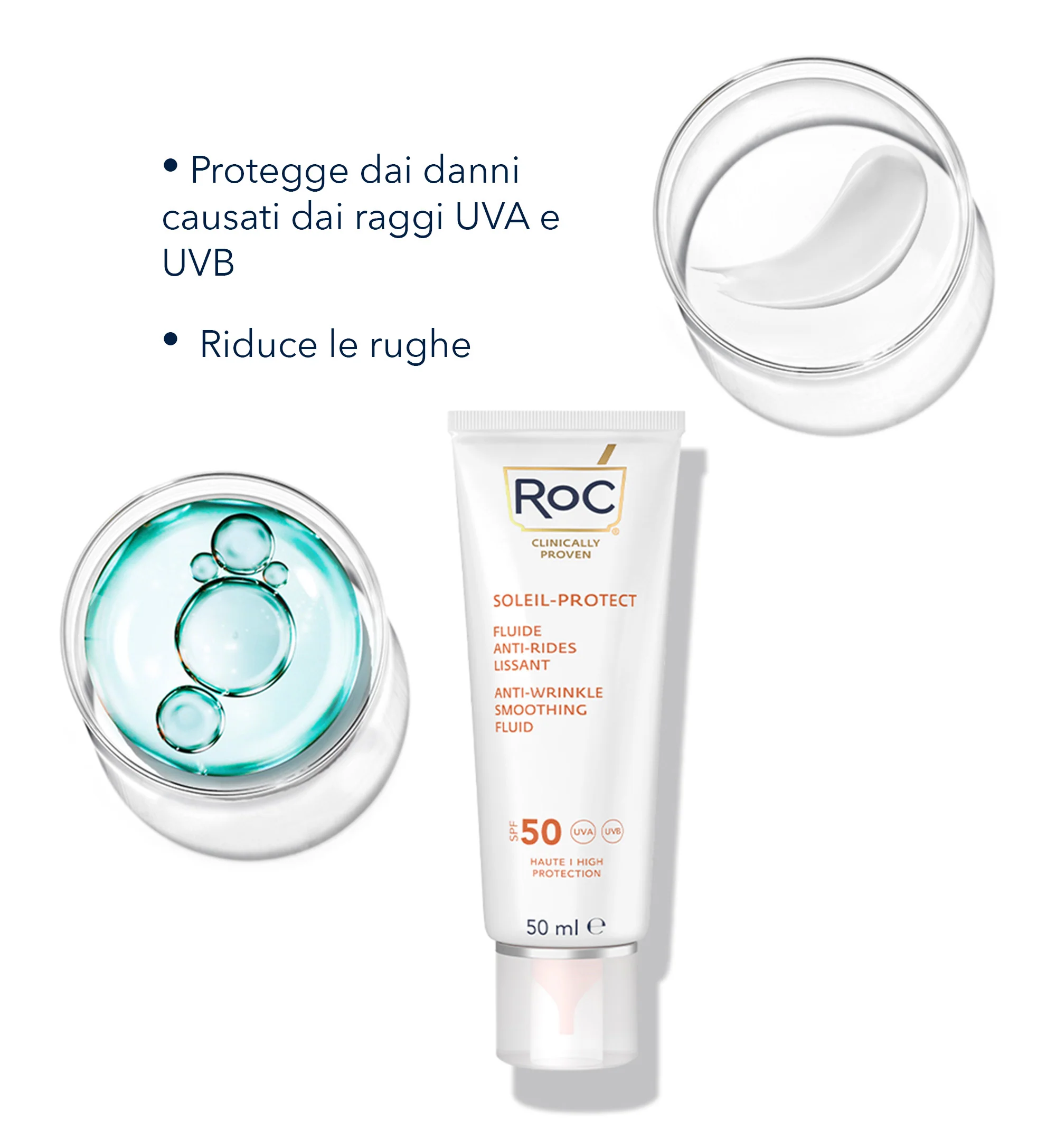 Soleil-Protect Vyhladzujúci opaľovací krém na tvár SPF50 - Vysoko ochranný opaľovací krém na tvár.