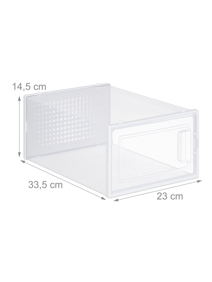 relaxdays 12 x Schuhboxen in Transparent/ Weiß günstig kaufen onesize