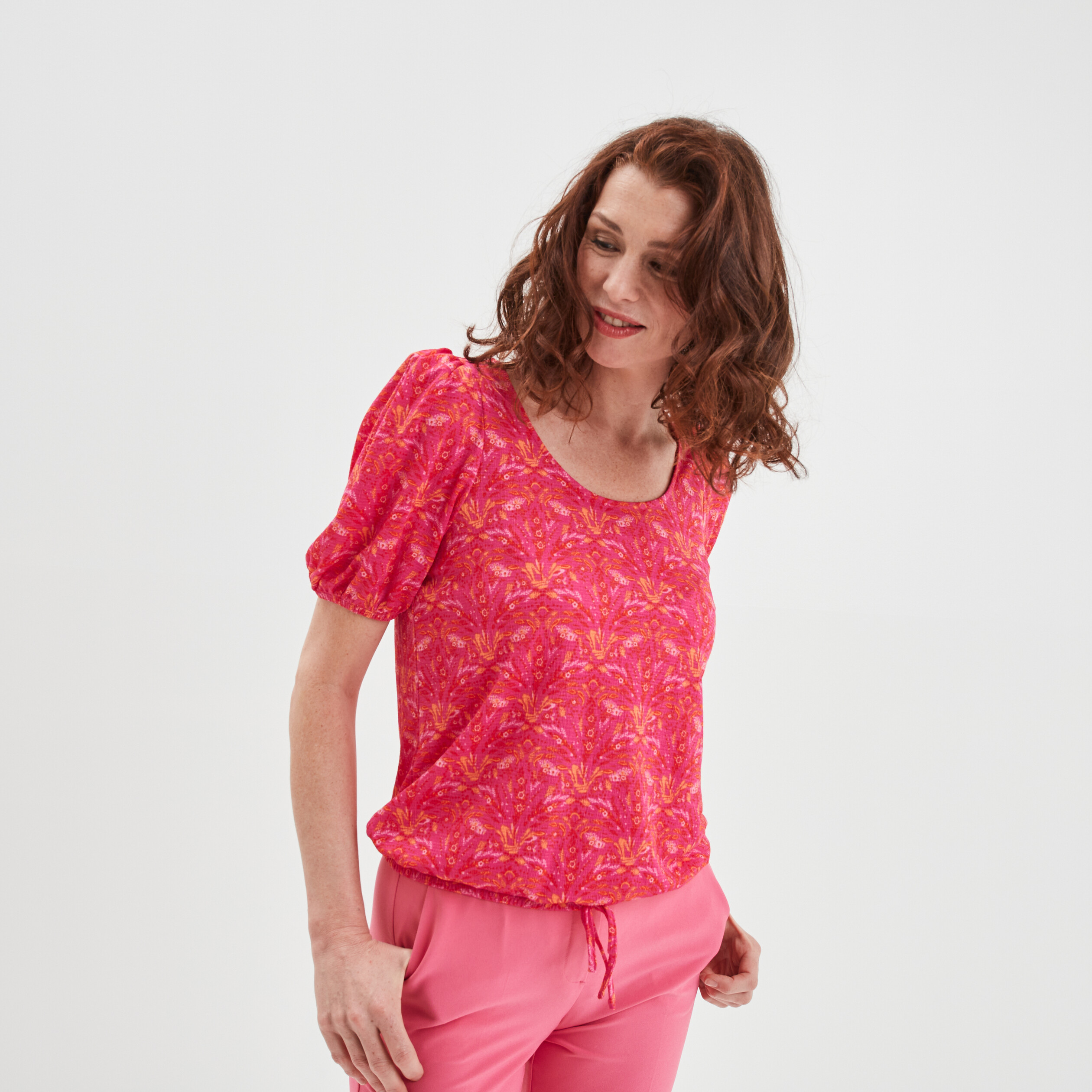 T-shirt manches 3 4 ballons rose femme | La Halle