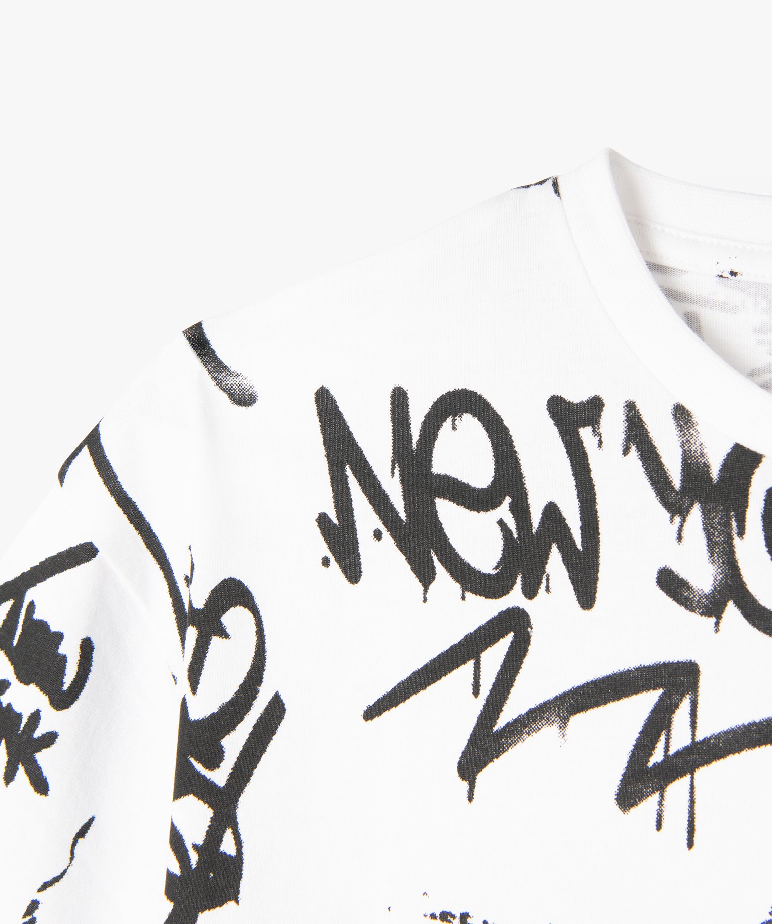 Tee-shirt à manches courtes avec inscription streetwear gar... blanc | GEMO