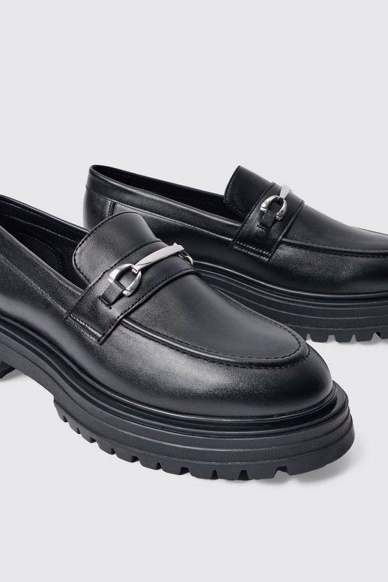 Klobige PU-Loafer mit Metall-Detail