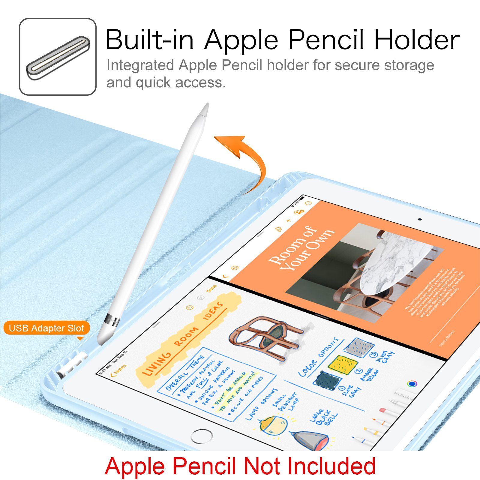 Fintie Tablet-Hülle TPU Tastatur Hülle für iPad 10.2 Zoll (9/8/7 Gen - 2021/2020/2019), mit Pencil Halter und magnetisch Tastatur mit QWERTZ Layout
