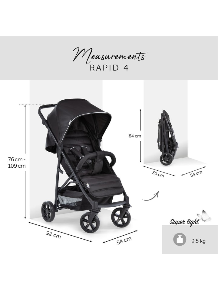 Hauck Buggy Rapid 4 inkl. XXL Zubehörpaket & Buggy-Lenkrad in schwarz günstig kaufen onesize