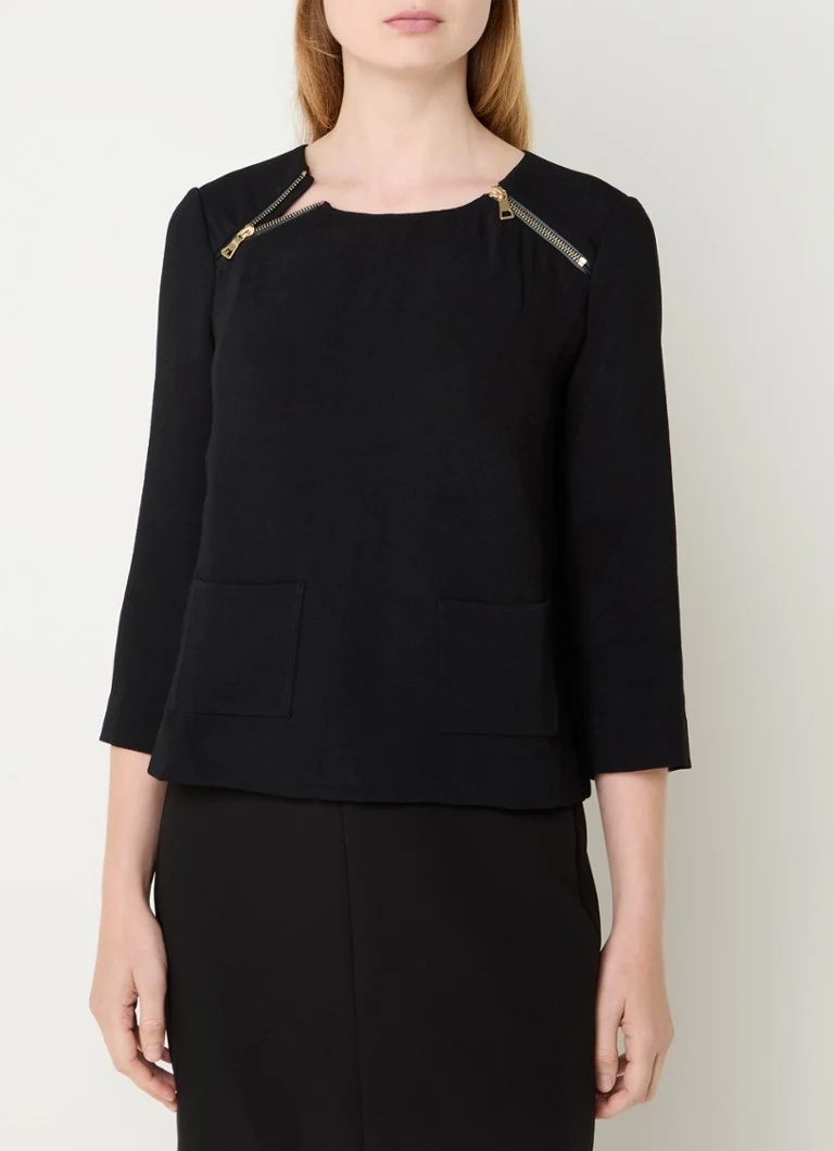 ba&sh Oppies top with patch pockets and zipper detail