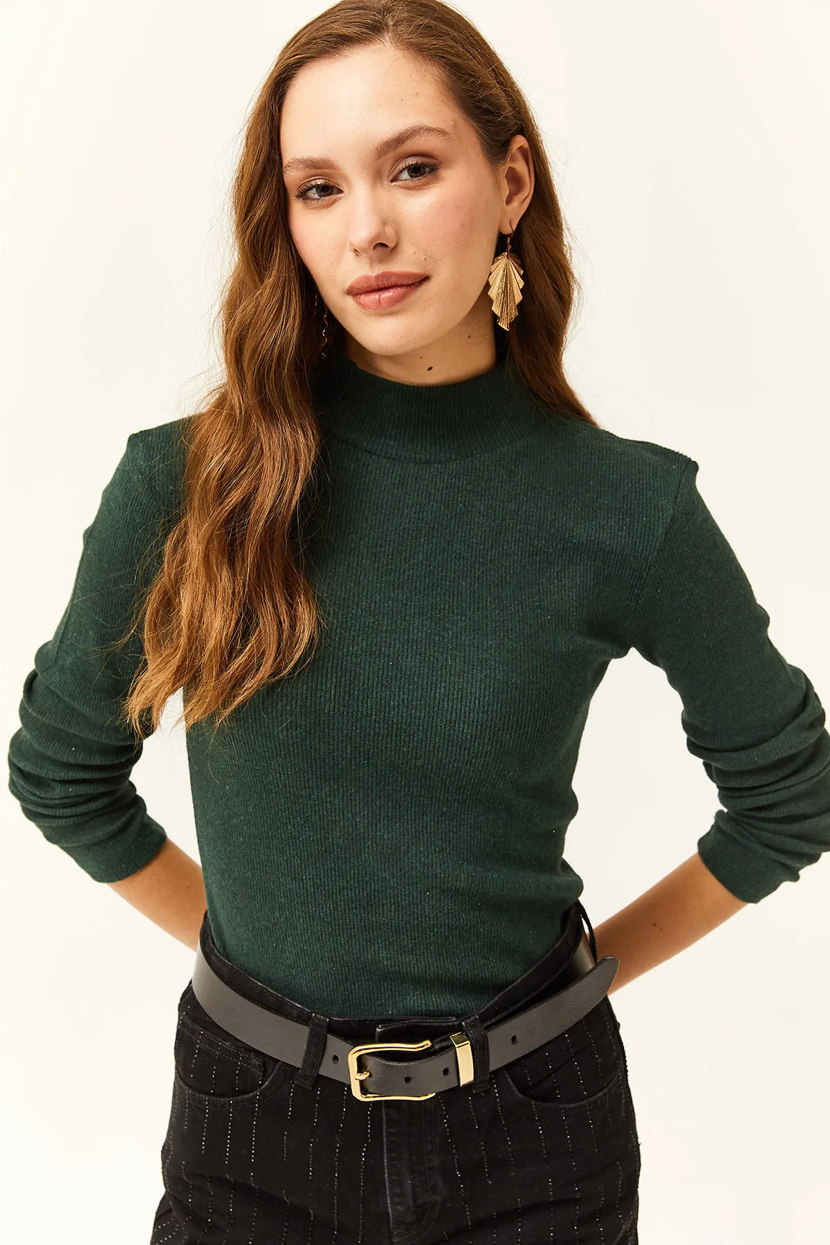 Olalook  Smaragdgrüner Half Fisherman Camisole-Bodysuit für Damen