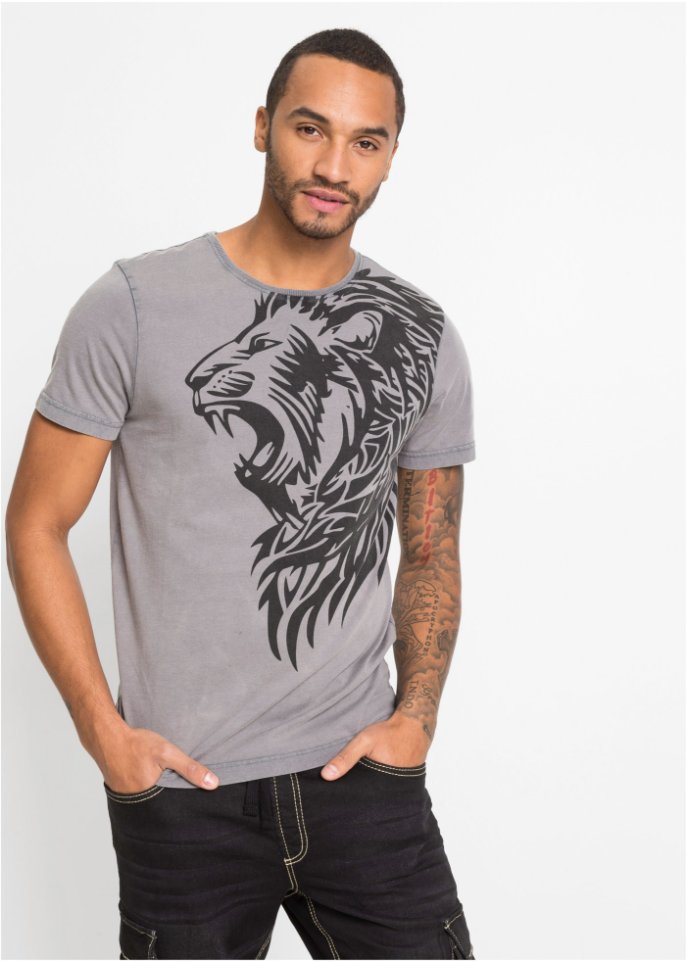 Pflegeleichtes T-Shirt aus Baumwolle, Slim Fit