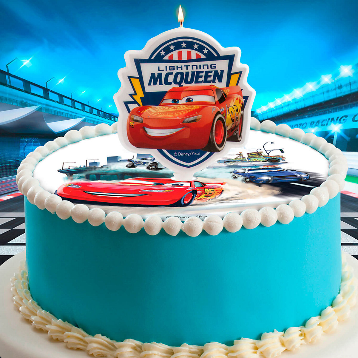 Geburtstagskerze mit Cars Lightning McQueen, 7.5cm, Tortendeko Kindergeburtstag