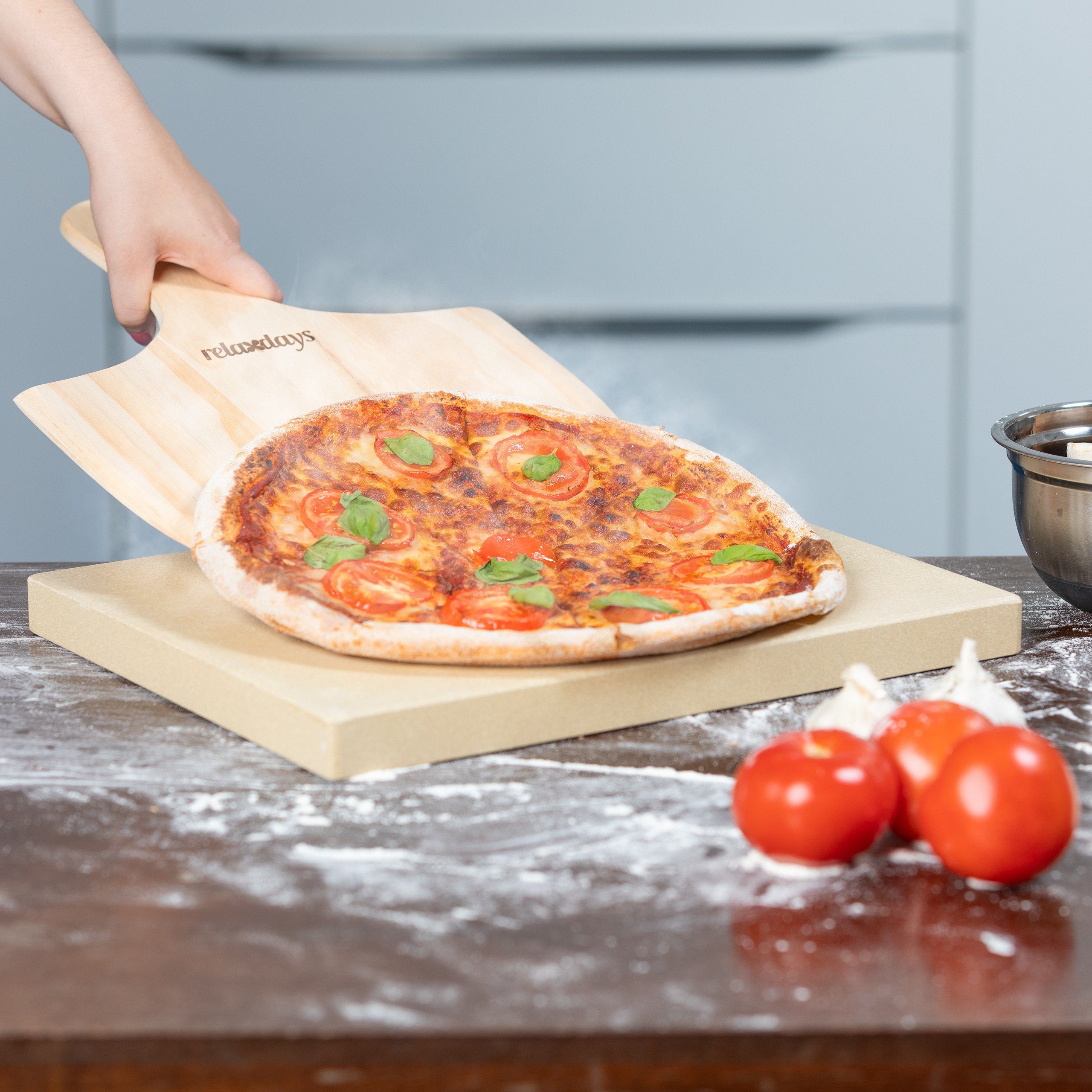 relaxdays Pizzastein Pizzastein Set 3 cm, Cordierit