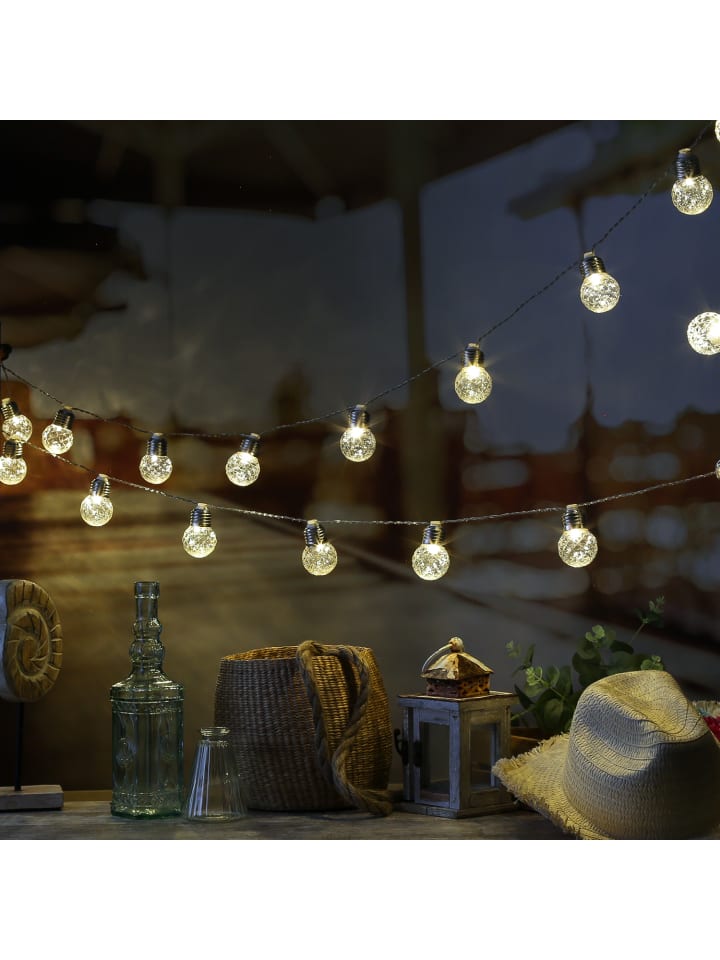 MARELIDA LED Solar Lichterkette  20 Kristallkugeln Lichtsensor L: 3,8m in transparent günstig kaufen onesize